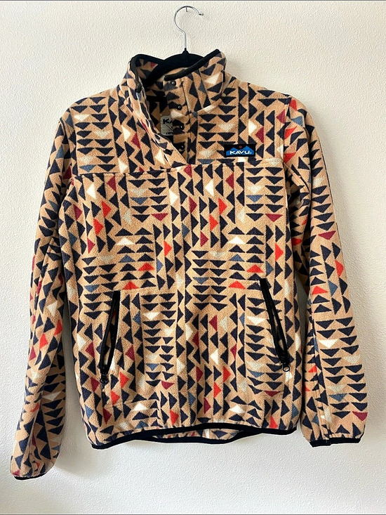 Kavu Jackets & Blazers - KAVU Cavanaugh Fleece Pullover Tan & Blue Size XS